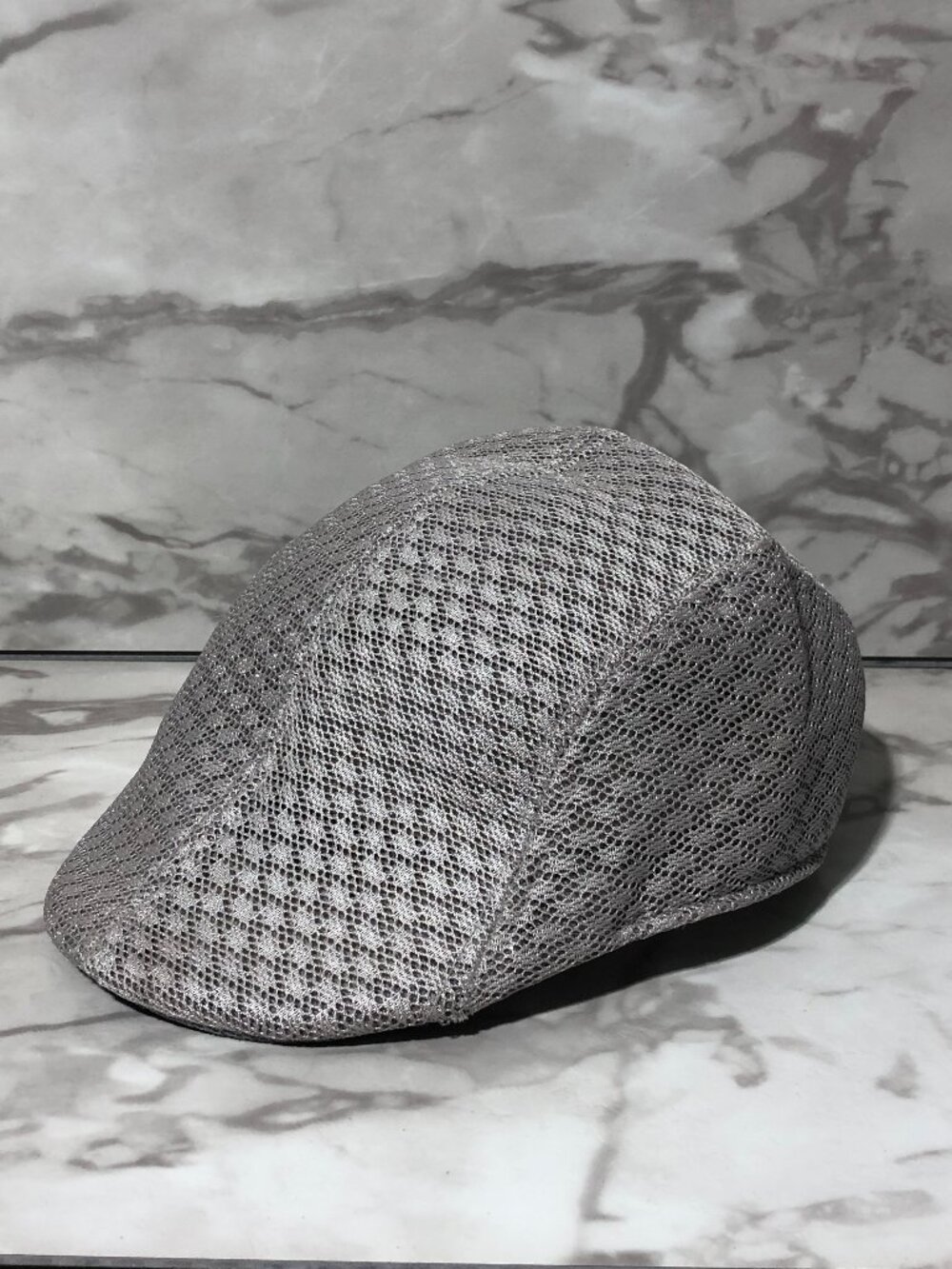 Vintage Kangol Cabbie Newsboy Hat Cap Mens Gray Diamond Waffle Mesh